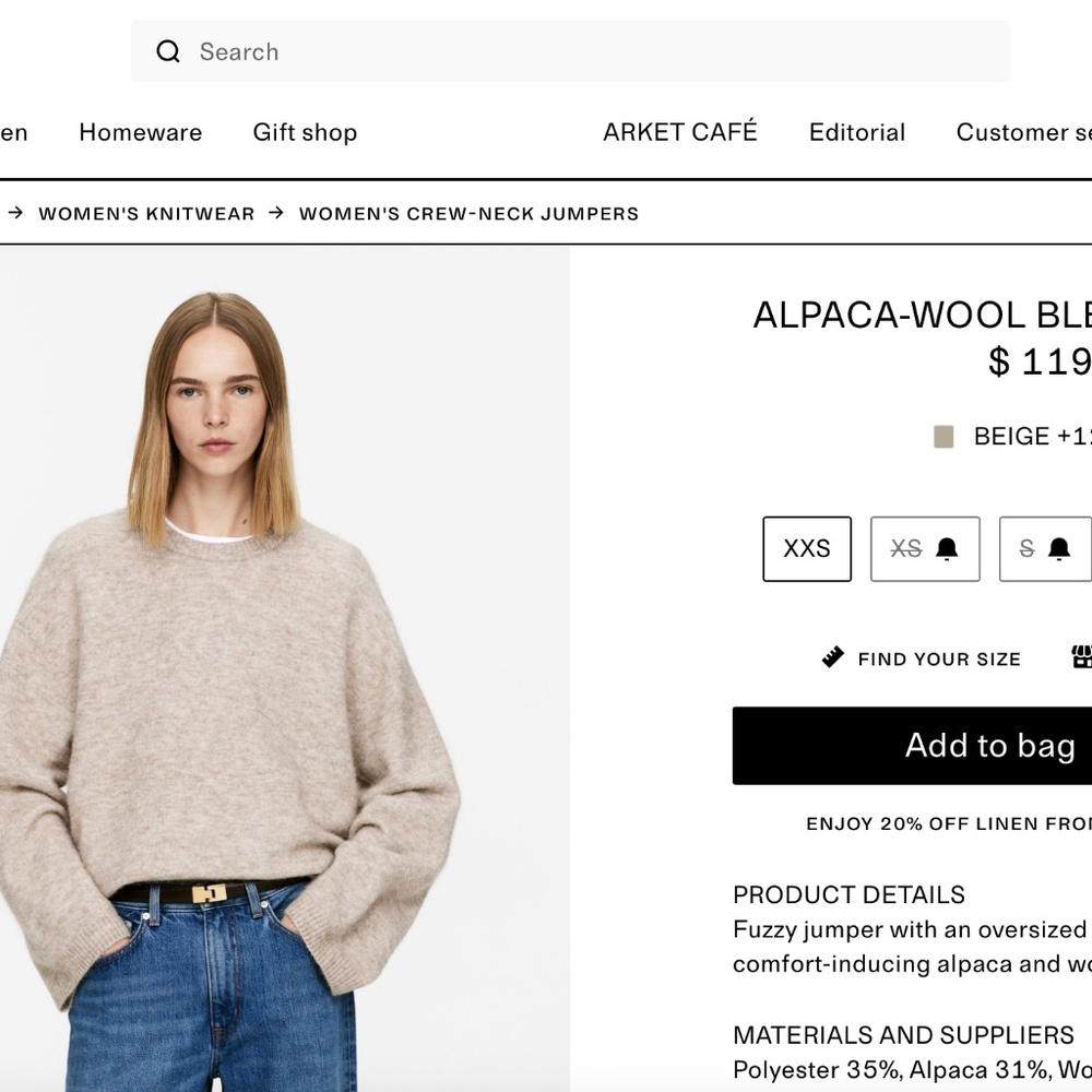 ARKET Alpaca-Wool Blend Jumper/Sweater - Picture 3 of 3